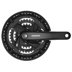 Система Shimano Altus M371, 175мм, кв, 44/32/22, с болтами, защ, черн. - фото