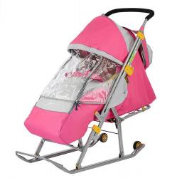 Санки-коляска "Ника детям 4", розовый - фото