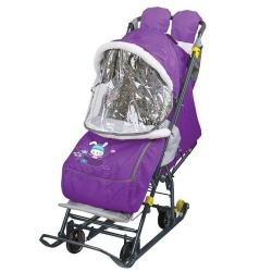 Санки-коляска Умка У3-2/9, с зайчонком, черничный - фото