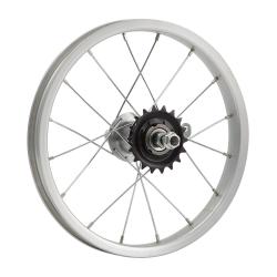 Колесо 14" заднее(без резины), одинарный алюм.обод 16 отв, втулка сталь DACHAN, гайка - фото