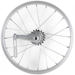 Колесо 16" заднее(без резины), одинарный алюм.обод 20 отв, втулка сталь DACHAN, гайка - фото