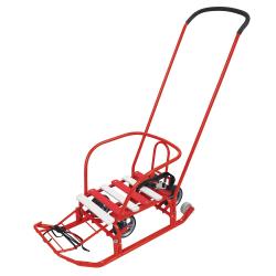 Санки Тимка 3К Универсал красный Т3КУ+/К /Nika/ спинка, толкатель, колеса - фото