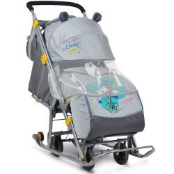 Санки-коляска НД7 /Ника/, чехол д/ног, колесо, перекид. Ручка - фото