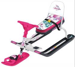 Снегокат НИКА Тимка спорт 4-1 ТС4-1/Б2, С бабочками, белый каркас - фото