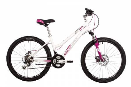 Велосипед Novatrack Jenny Pro D 24" (2023) (Велосипед NOVATRACK 24" JENNY PRO сталь 14'', белый, 18 скор. TY21/TS-38/TZ500/SG-6S, диск.торм STG)