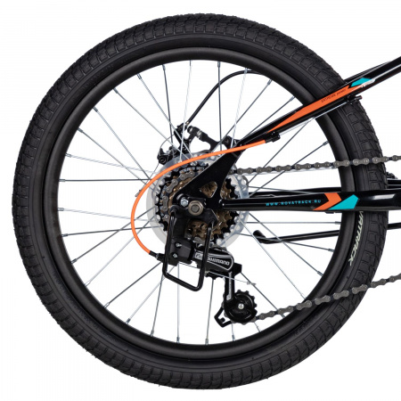 Велосипед NOVATRACK EXTREME Disc 20" (2021) (Велосипед NOVATRACK 20" EXTREME черный,  сталь, 6 скор., Shimano TY21/Microshift TS38, дисковый торм)