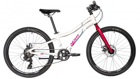 Велосипед Novatrack Novara 6.D 24 (2025) (Велосипед NOVATRACK 24" NOVARA алюм.рама 10, белый, 6-скор,TY300/TS38/TZ500I, диск.торм.STG, жёсткая)