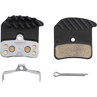 Тормозные колодки Shimano H03C, металл, с радиатором, пара, с пружин, с шплинтом, Y8VT98020 - фото