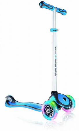 Самокат-кикборд GLOBBER PRIMO PLUS LIGHTS V2 (2018) (Самокат-кикборд GLOBBER'18 PRIMO PLUS LIGHTS V2 (свет.колеса), голубой, 442-101-2)