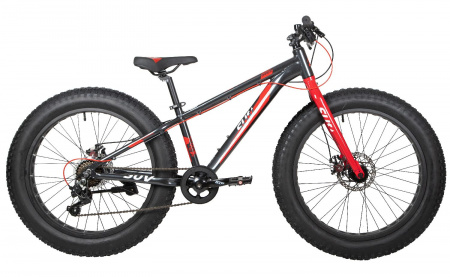 Велосипед Novatrack Suv Fatbike 24" (2022) (Велосипед NOVATRACK FATBIKE 24" SUV алюм.рама 13, графит., 7-скор, TY200/TS38, диск.торм.STG)