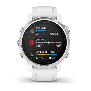 Часы GARMIN Fenix 6S (Silver/White Band) - фото