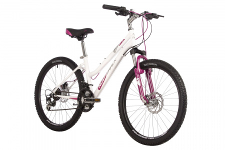 Велосипед Novatrack Jenny Pro D 24" (2023) (Велосипед NOVATRACK 24" JENNY PRO сталь 14'', белый, 18 скор. TY21/TS-38/TZ500/SG-6S, диск.торм STG)