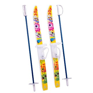 Лыжный комплект детский NovaSport Joy с палками в сетке (75/75) - фото