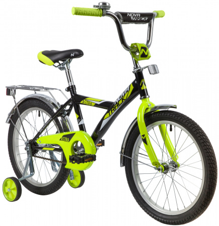 NOVATRACK ASTRA 18" (2020) (Велосипед NOVATRACK 18" ASTRA чёрный, тормоз нож, крылья и багажник хром, защита А-тип)