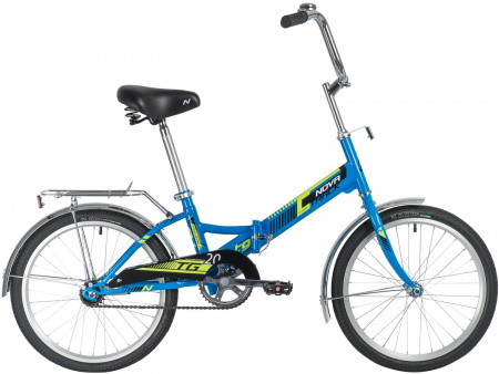 NOVATRACK TG-20 CLASSIC 20" (2020) (Велосипед NOVATRACK 20" складной, TG20, синий, тормоз нож , двойной обод, багажник)