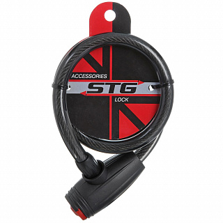 Замок STG, трос спиральный, с ключом диам.12х120см - фото