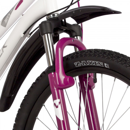 Велосипед Novatrack Jenny Pro D 24" (2023) (Велосипед NOVATRACK 24" JENNY PRO сталь 14'', белый, 18 скор. TY21/TS-38/TZ500/SG-6S, диск.торм STG)