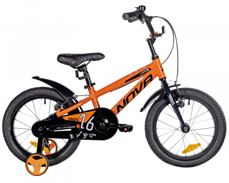 Велосипед Novatrack Extreme V 16 (2025) (Велосипед NOVATRACK 16" EXTREME алюм., оранжевый, полная защ.цепи, V-brake, короткие крылья, полная )