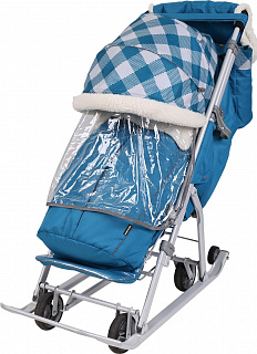 Санки-коляска комбинированная "Ника детям 7-5Н", НД7-5Н/К, капри в клетку - фото
