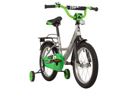 Велосипед NOVATRACK VECTOR 16" (2022) (Велосипед NOVATRACK 16" VECTOR серебристый, тормоз нож, крылья, багажник, полная защ.цепи)