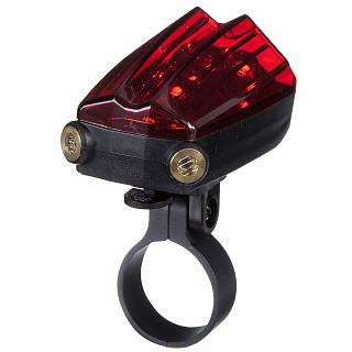 Фонарь велосипедный STG задний JY-2L-A, 5 диода, 4 функции + лазер 3 функции, батарея:ААА*2 (в комп - фото