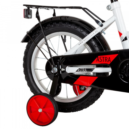 Велосипед NOVATRACK ASTRA 14" (2022) (Велосипед NOVATRACK 14" ASTRA белый, тормоз нож, крылья и багажник, полная защита цепи)