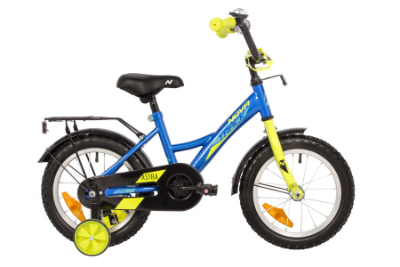 Велосипед NOVATRACK ASTRA 14" (2022) (Велосипед NOVATRACK 14" ASTRA синий, тормоз нож, крылья и багажник, полная защита цепи)
