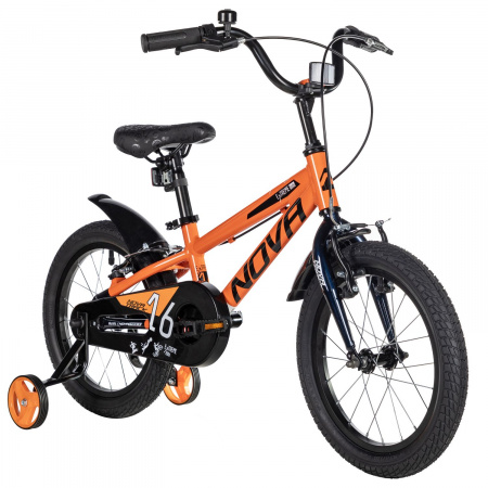 Велосипед Novatrack Extreme V 16 (2025) (Велосипед NOVATRACK 16" EXTREME алюм., оранжевый, полная защ.цепи, V-brake, короткие крылья, полная )
