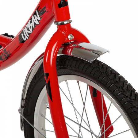 Велосипед NOVATRACK URBAN 18" (2022) (Велосипед NOVATRACK 18" URBAN красный, защита А-тип, тормоз нож., крылья и багажник хром.)
