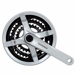 Система Shimano Tourney TY501, 175мм, 48/38/28T, 6/7/8 ск , б/болтов, серебр. - фото