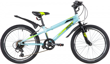 NOVATRACK RACER 20" (2020) (Велосипед NOVATRACK 20" RACER, голубой, сталь, 6 скор., Microshift TS38-6/Shimano, V-Brake)