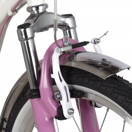 Велосипед NOVATRACK BUTTERFLY 20" (2022) (Велосипед NOVATRACK 20" BUTTERFLY сталь, белый-розовый, 6-скор, TY21/RS35/SG-6SI, V-brake, багажник)