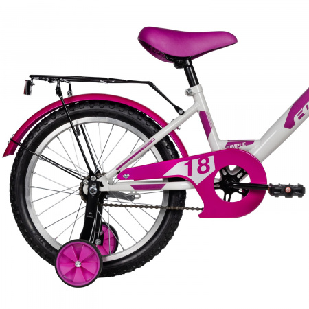 Велосипед Foxx Simple 18 (2025) (Велосипед FOXX 18" SIMPLE белый, сталь, тормоз нож, крылья, багажник, защита А-тип, передняя корз)