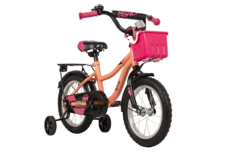 Велосипед NOVATRACK WIND 14" (2022) (Велосипед NOVATRACK 14" WIND коралловый, полная защита цепи, ножной тормоз., крылья, багажник, пер.к)