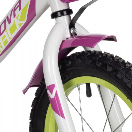 Велосипед Novatrack Twist 14 (2025) (Велосипед NOVATRACK 14" TWIST белый, тормоз нож, крылья корот, полная защ.цепи, корзина)