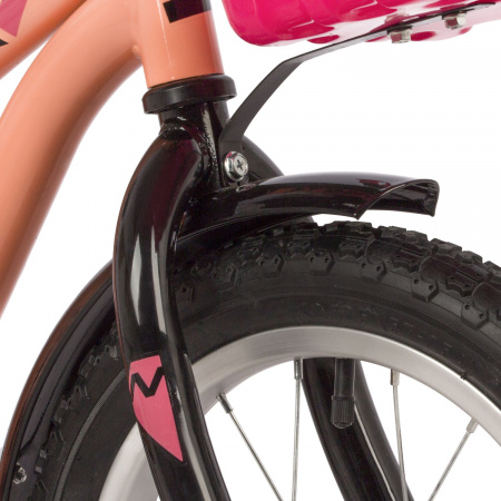 Велосипед NOVATRACK WIND 14" (2022) (Велосипед NOVATRACK 14" WIND коралловый, полная защита цепи, ножной тормоз., крылья, багажник, пер.к)