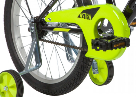 NOVATRACK ASTRA 18" (2020) (Велосипед NOVATRACK 18" ASTRA чёрный, тормоз нож, крылья и багажник хром, защита А-тип)