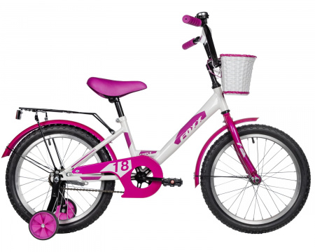 Велосипед Foxx Simple 18 (2025) (Велосипед FOXX 18" SIMPLE белый, сталь, тормоз нож, крылья, багажник, защита А-тип, передняя корз)