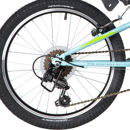 NOVATRACK RACER 20" (2020) (Велосипед NOVATRACK 20" RACER, голубой, сталь, 6 скор., Microshift TS38-6/Shimano, V-Brake)