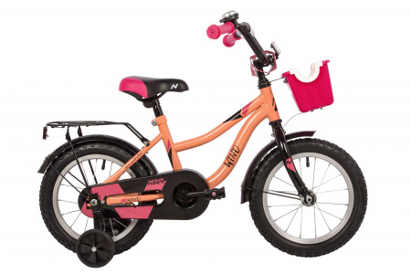 Велосипед NOVATRACK WIND 14" (2022) (Велосипед NOVATRACK 14" WIND коралловый, полная защита цепи, ножной тормоз., крылья, багажник, пер.к)